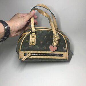 Vintage Dooney Bourke Signature Black Rainbow zip Satchel Bowler Hand Bag Purse